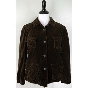 ANN TAYLOR Loft Green Velour Button Front Coat